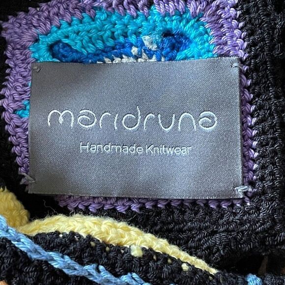 Maridruna Handmade Knit Festival Rainbow Multicolor Hippie Crochet Crop Top Sz M - Picture 5 of 10